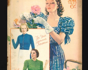 My Home Juni 1937 Original Vintage Damenmagazin Strickmuster Nähen Royalty Kochen