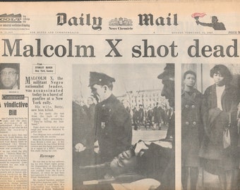 Daily Mail Feb 22 1965 Original Rare Vintage News Chronicle  Malcolm X shot Dead front headline