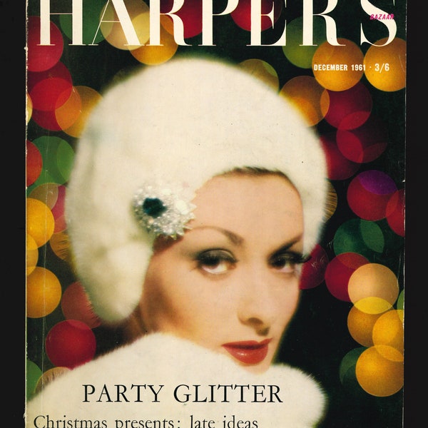 Harper's Bazaar UK Dec 1961 Original Vintage Rare Retro Fashion Magazine Party Glitter