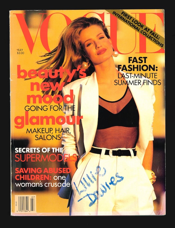 vogue US 1991年 スーパーモデル　洋書 Vogue US July 1991 Original Vintage Fashion Magazine Karen Mulder