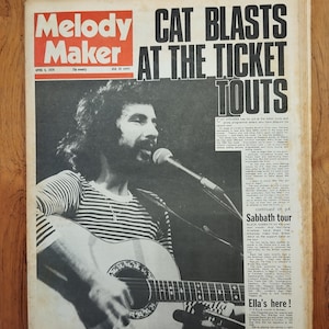 Melody Maker April 6 1974 British Pop Newspaper Cat Blast At The Ticket Touts 50th Birthday