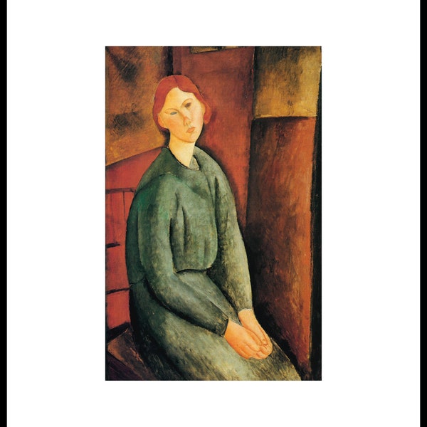 Portrait von Annie Bjarne 1919 Amedeo Modigliani Original Tear Blatt Fenster Montiert Fertig für die Rahmung