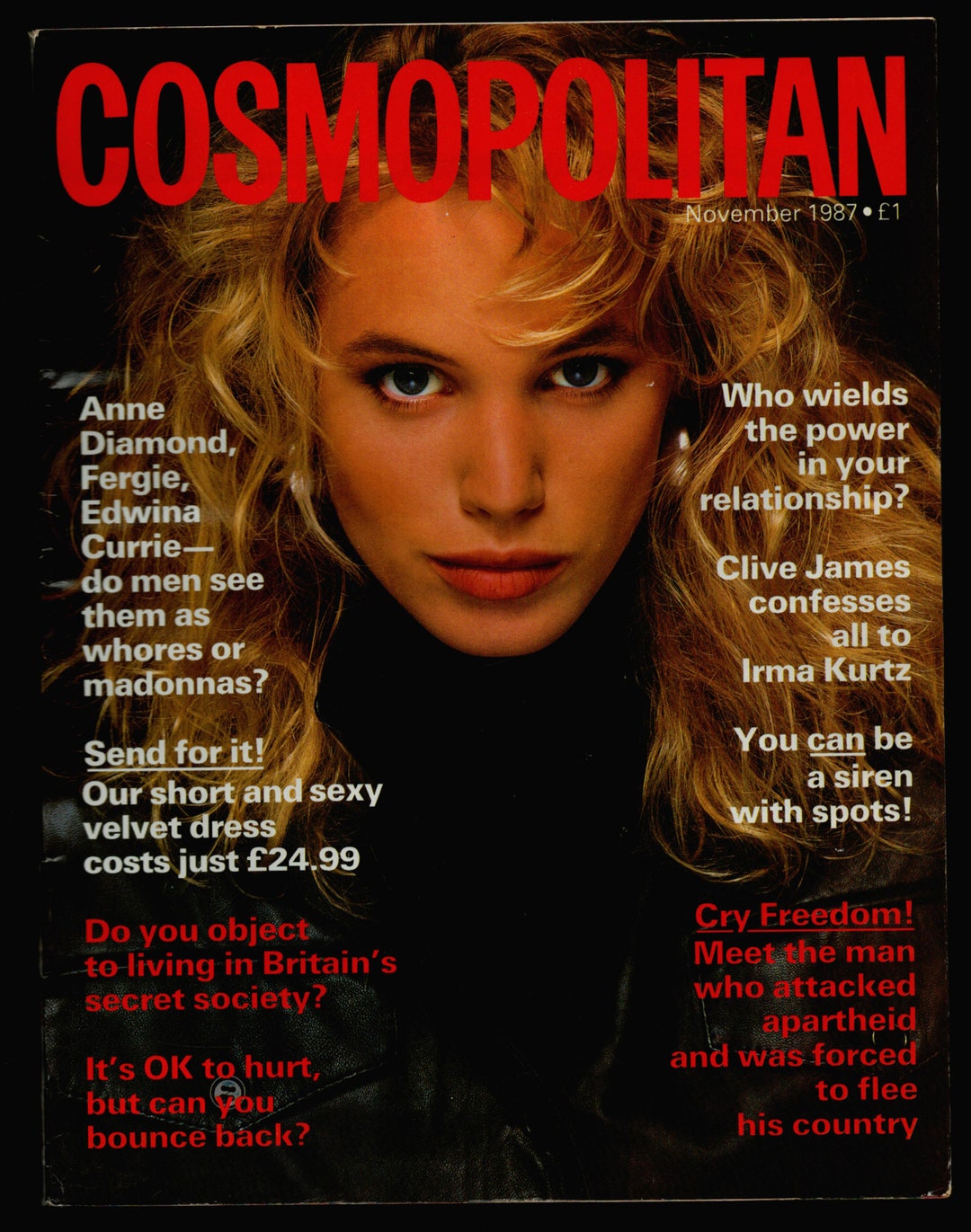 Cosmopolitan UK Nov 1987 British Original Vintage Fashion Magazine Jo ...