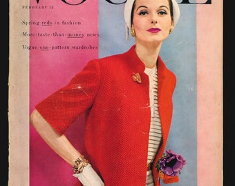 Vogue US Feb 15 1955  Original Vintage Fashion Magazine Blumenfield Cecil Beaton