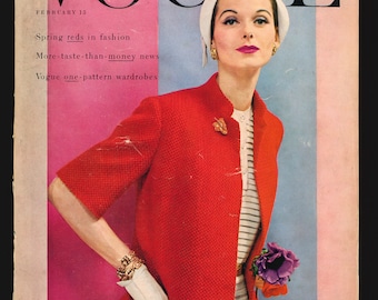Vogue US 15 de febrero de 1955 Original Vintage Fashion Magazine Blumenfield Cecil Beaton