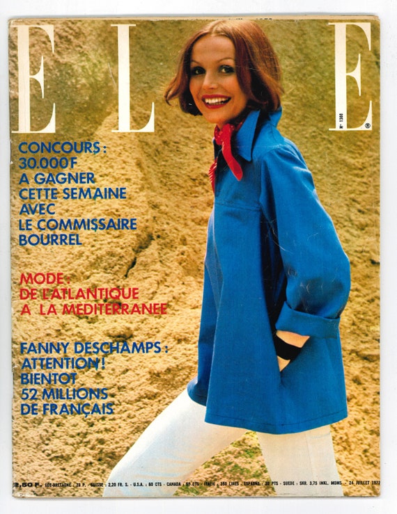 Elle 24 de julio de 1972 Edición francesa Revista Vintage