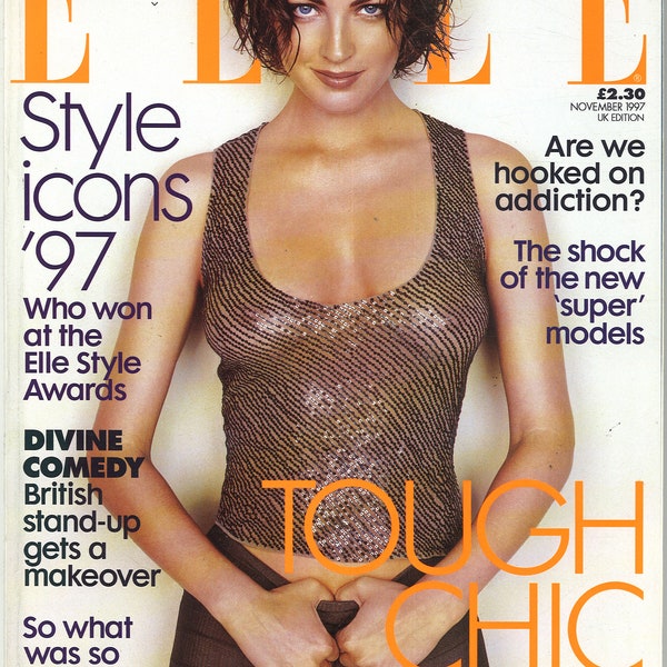 Elle UK Nov 1997 Original Vintage Fashion Magazine Chandra North cover photo by Mark Abrahams