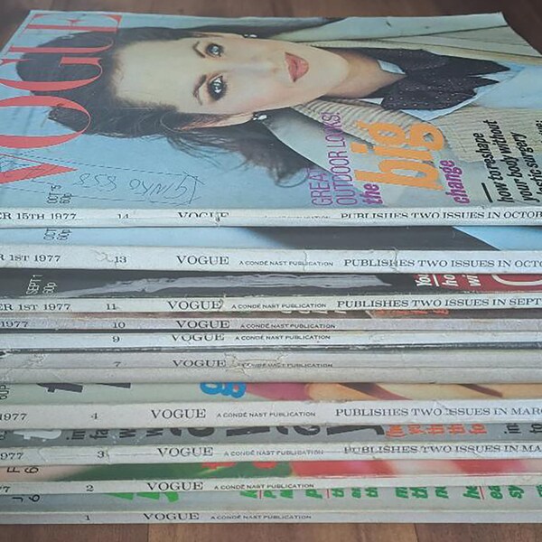 Vogue UK 1977 Lot x 10 copies  British Original Vintage Fashion Magazine