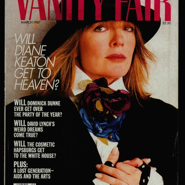 Vanity Fair US March 1987 Vintage Fashion Magazine Diane Keaton cover,David Lynch, Isabella Rossellini