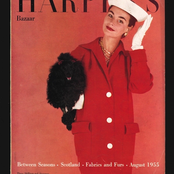 Harper's Bazaar UK Aug 1955 Original Vintage Rare Retro Fashion Magazine Suzy Parker Richard Avedon