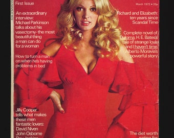 Cosmopolitan eerste uitgave maart 1972 Britse originele vintage modetijdschrift Julie Crosthwait Cover