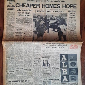Sunday Express 26 augustus 1962 Originele Zeldzame Vintage Krant Verjaardag Selwyn Lloyd