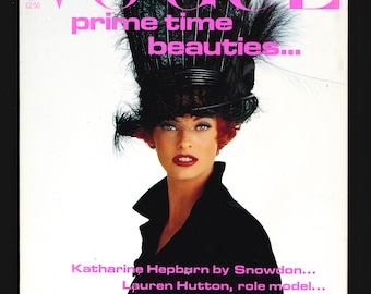 Vogue UK Oct 1991 Original Vintage Fashion Magazine  Linda Evangelista