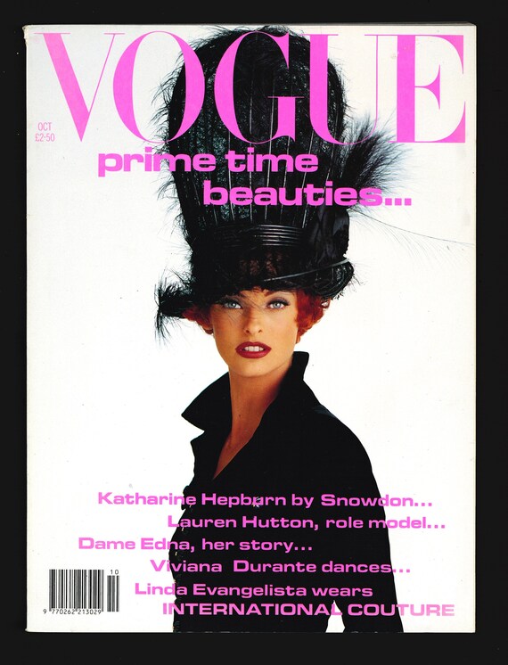Vogue UK Oct 1991 Original Vintage Fashion Magazine Linda