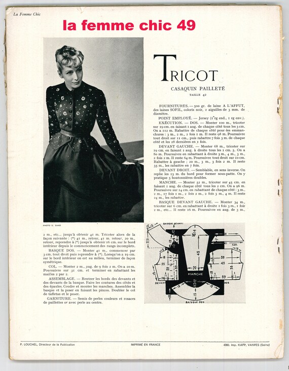 Misc French 1940's Original Vintage Rare Retro Fashion Magazine