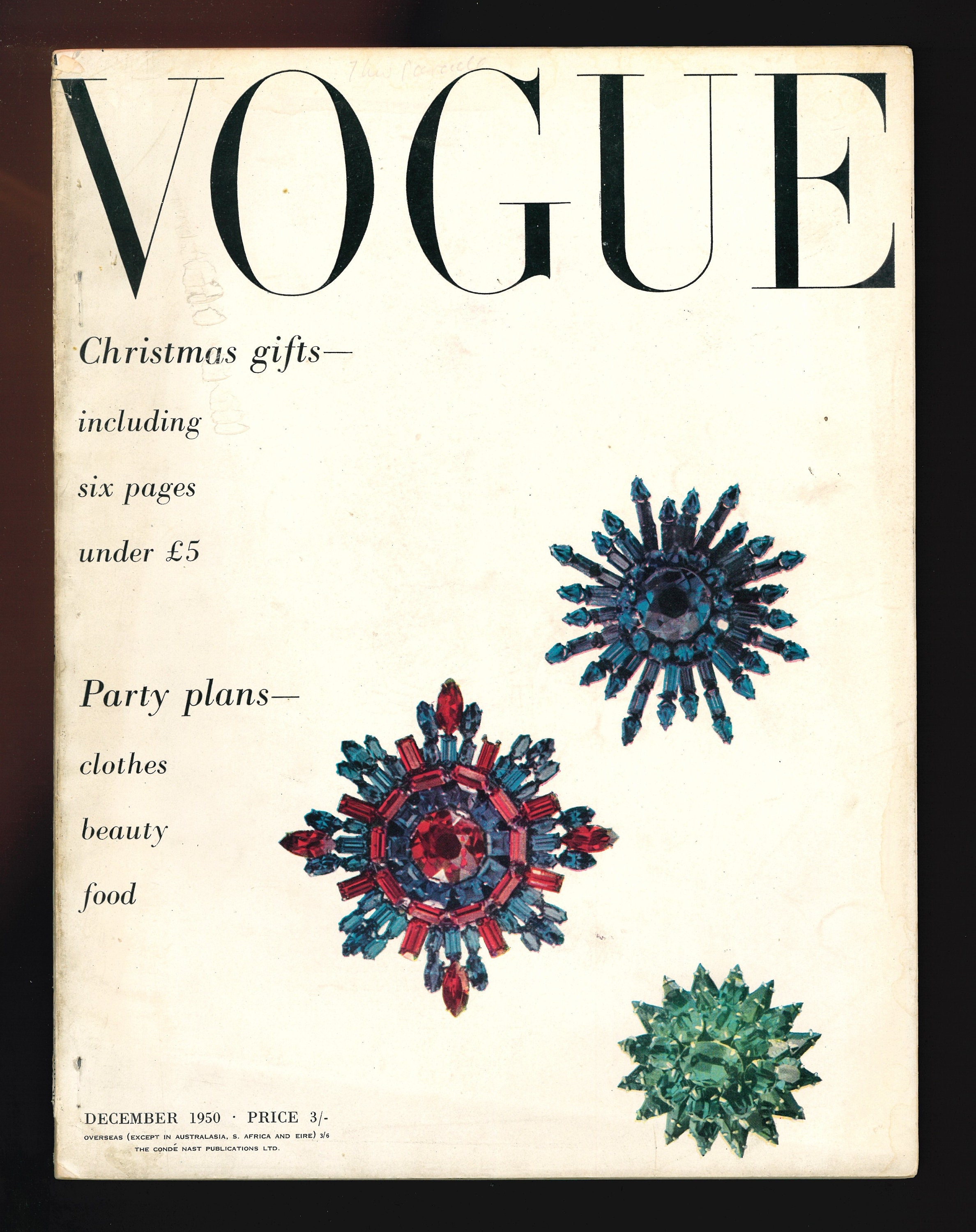 Vogue UK Dec 1950 Original Vintage Fashion Magazine Irving Penn, Cecil Beaton, George Bernard