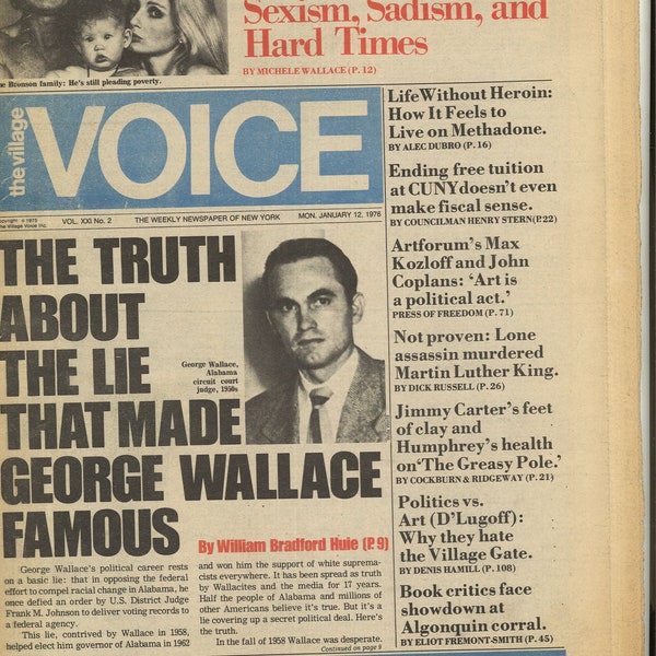 Village Voice Jan 12 1976 US American  the Country's First Alternative Newsweekly and Culture Paper Charles Bronson George Wallace