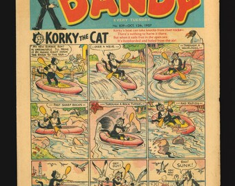 Dandy no 829 Oct 12 1957 UK Original British  Vintage Comics Korky the Cat(a)