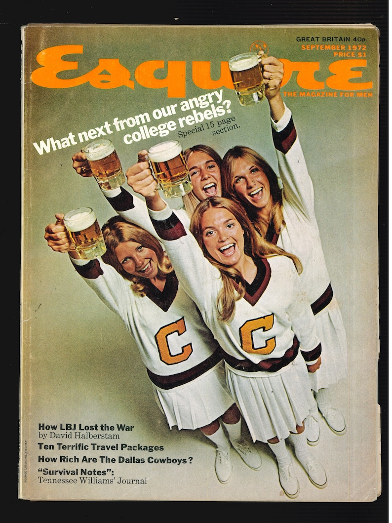 ESQUIRE MAGAZINE wrzesień 1972 Ryan O'Neal David Halberstam Tennessee Williams College zdjęcie 1