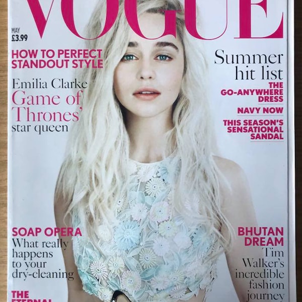 Vogue Uk May 2015 British Original Vintage Fashion Magazine Gift Birthday Present Emilia Clarke Cover