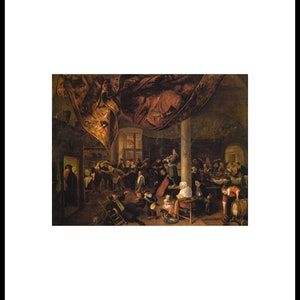 Village Weeding Feast, 1671, Jan Havicksz. Steen Original Tear sheet Window Mounted Ready for Framing