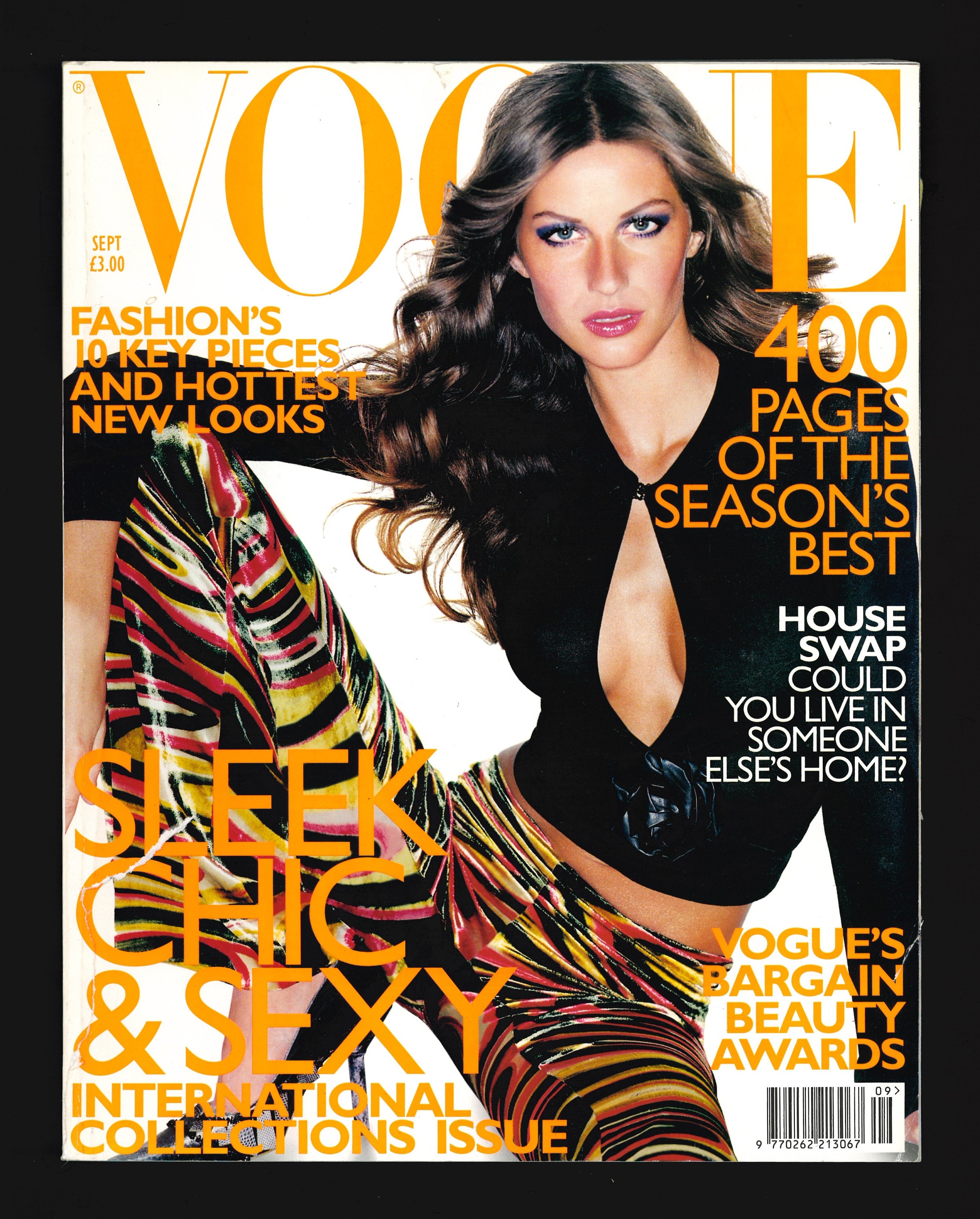Vogue UK　Gisele,Pink Vogue UK Sept 1999 Original Vintage Fashion Magazine Gisele
