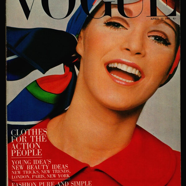 Vogue April 15 1967 Original Vintage Fashion Magazine Twiggy Francoise Hardy cover photo by David Bailey