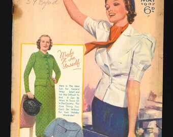 My Home May 1937 Original Vintage Women's Magazine Knitting Patterns Cucito Royalty Cookery