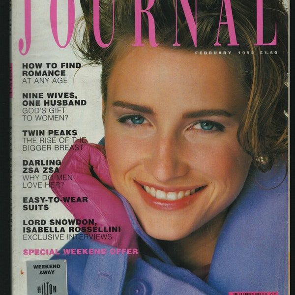 Woman's Journal UK Februar 1992 Original Vintage Fashion Magazine Zsa Zsa Gabor innen