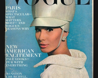 Vogue US Sept 15 1963 Original Vintage Fashion Magazine cover :  Brigitte Bauer by David Bailey