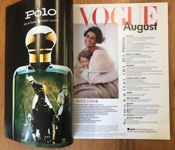 Vogue UK Aug 1989 Birthday Gift Present Original British Vintage