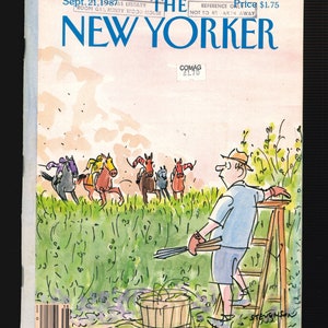 New Yorker Vintage Magazine September 21 1987 James Stevenson Art Horses Envelop