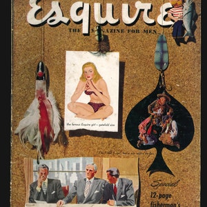 Esquire marzec 1949 wydanie Big Fishing; Walki kogutów; Kręgle, Valerie Bettis
