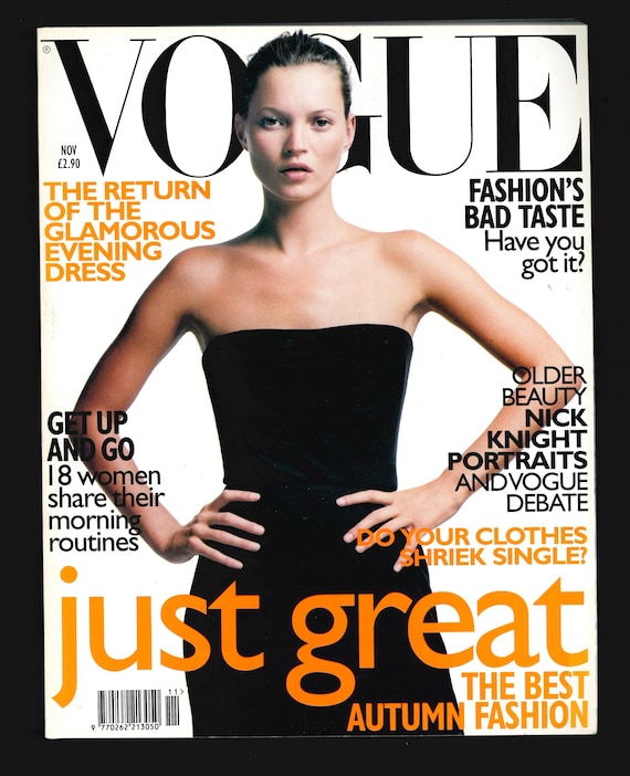 Vogue UK Nov 1998 Original Vintage Fashion Magazine Cover : Kate