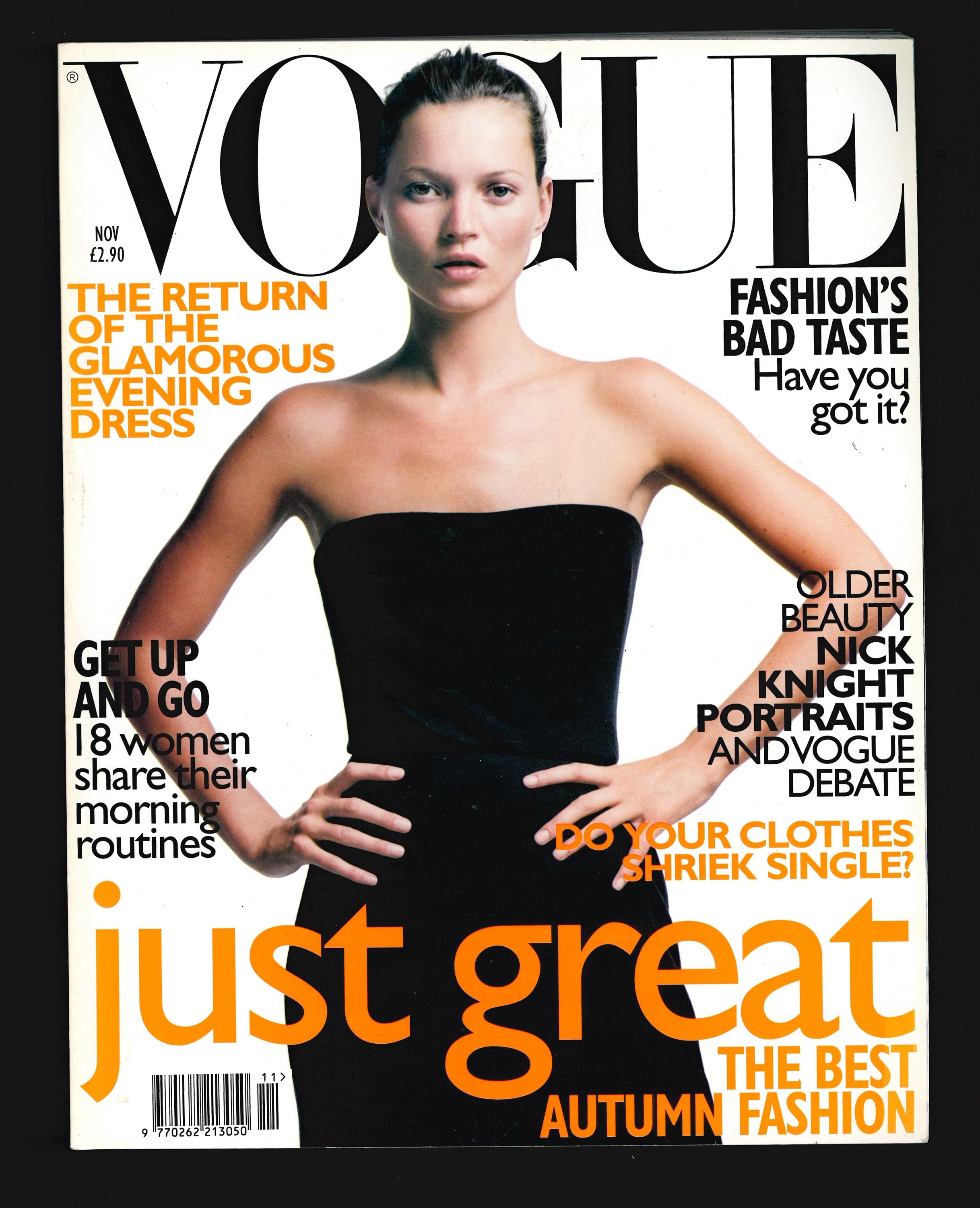 Vogue UK Nov 1998 Original Vintage Fashion Magazine Cover : Kate