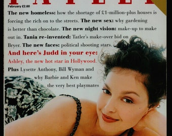 Tatler Feb 1997 British Original Vintage Fashion Magazine Ashley Judd Tania Bryer