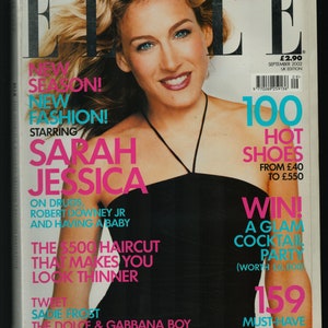 Elle UK Sept 2002 Original Vintage Fashion Magazine cover : Sarah Jessica Parker