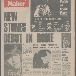 Melody Maker 14 de junio de 1969 British Pop Newspaper Music and Artists Journal and Review Rolling Stones Brian Jones