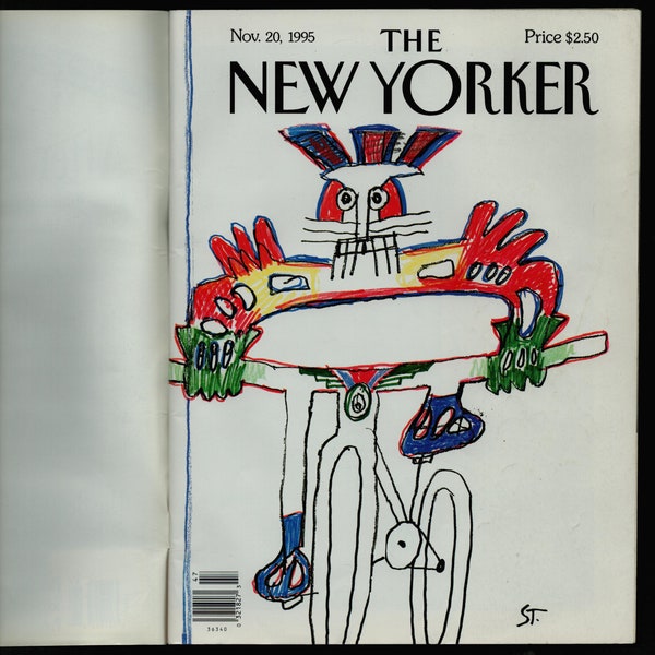 The New Yorker Full Magazine Nov 20 1995 Bicyclist , by Saul Steinberg