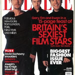 Elle UK Sept 1998 Britain's Sexiest Film Stars cover: Gary Oldman Tim Ruth Ewan McGregor Jude Law