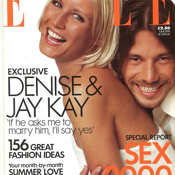 Elle UK Sept 1999 British Original Vintage Fashion Magazine Birthday Gift Present Denise and Jay Kay cover