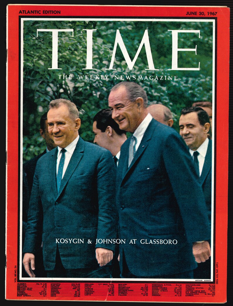 TIME JUNE 30 1967 Kosygin & Johnson - Etsy