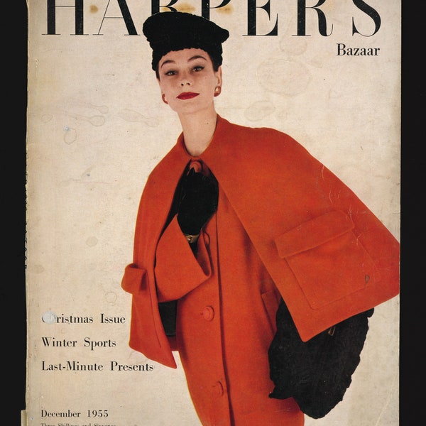 Harper's Bazaar UK Dec 1955 Original Vintage Rare Retro Fashion Magazine Richard Avedon