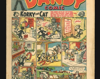 Dandy no 154 Nov 9 1940 UK Original British  Vintage Comics Korky the Cat(a)