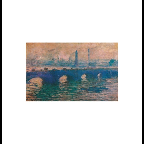 Waterloo Bridge, Temps Couvert, 1901, Claude Monet Original Tear sheet Window Mounted Ready for Framing