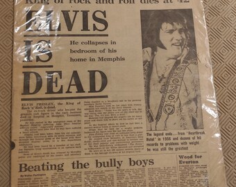 Daily Express Aug 17 1977 front page: Elvis is Dead