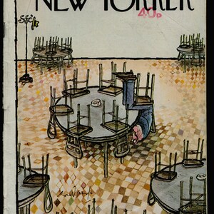 New Yorker Magazine March 31 1973 Original Ronald Searle Cover Upside Down Diner