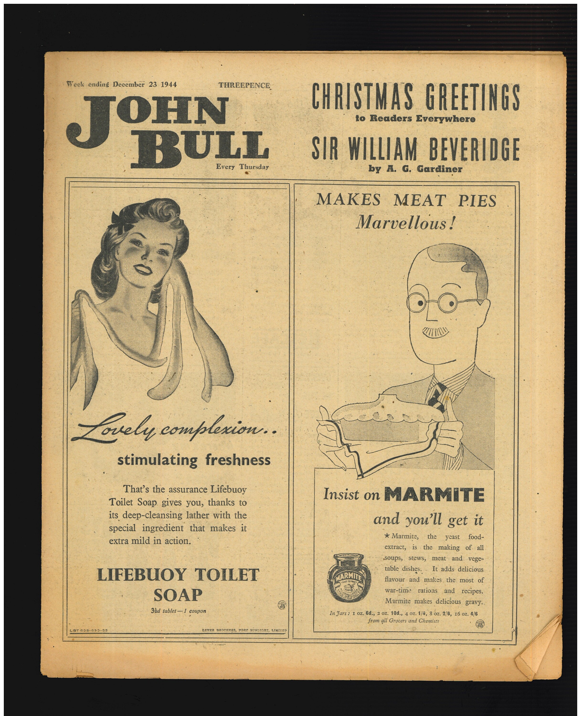 John bull ダウン　90S JOHN BULL DEC 23 1944 British Original Vintage Rare Magazine