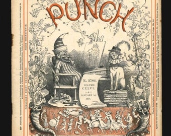 Punch 14 gennaio 1926 Rivista di satira originale vintage(a)