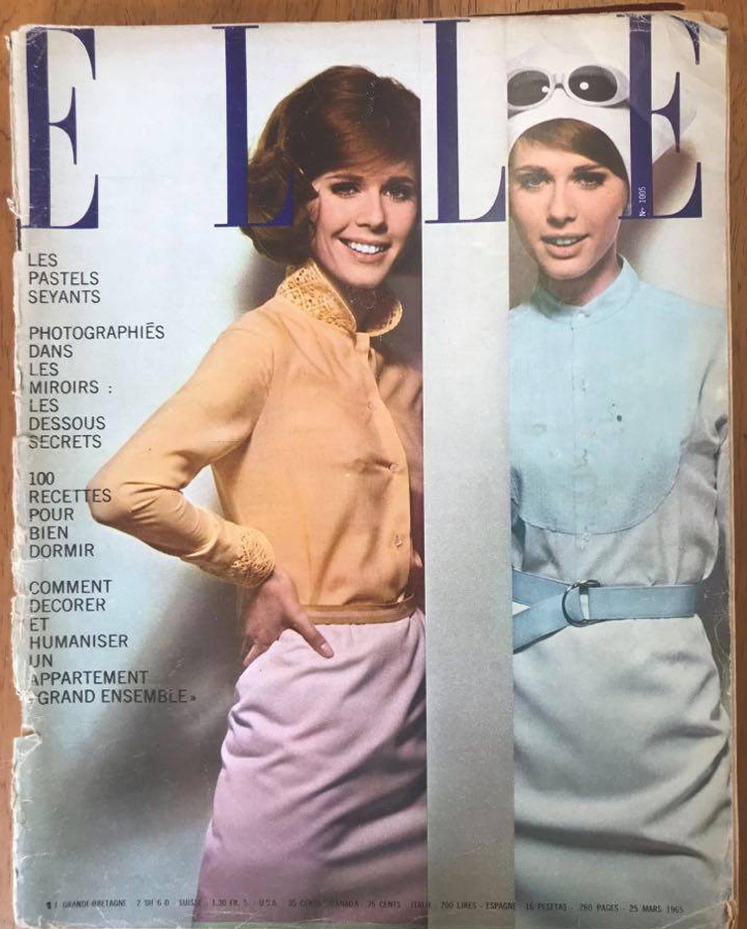 Elle French Marzo 1965 no 1005 Original Extranjero Vintage Retro